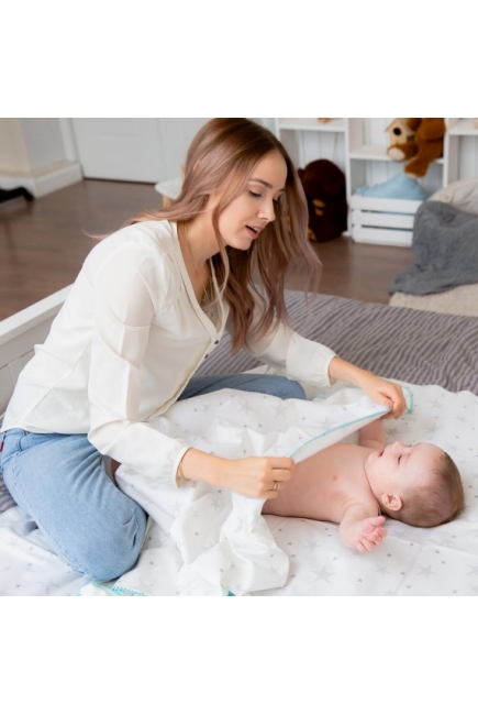 Фланелевая пеленка для новорожденных Adam Stork большая, принт Gray Stars