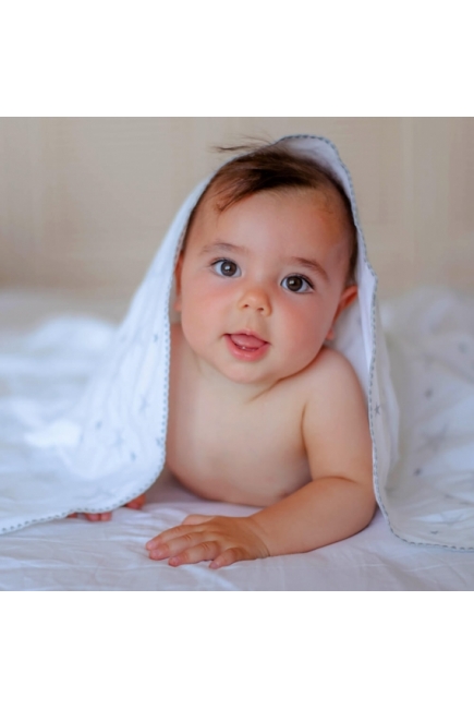 Фланелевая пеленка для новорожденных Adam Stork большая, принт Gray Stars