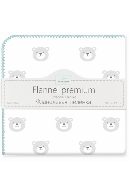 Фланелевая Фланелевая пеленка для новорожденных Adam Stork большая, принт Turquoise Bears Stork большая, Pink Bears