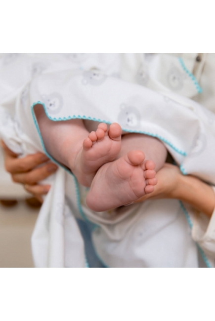 Фланелевая пеленка для новорожденных Adam Stork большая, принт Turquoise Bears