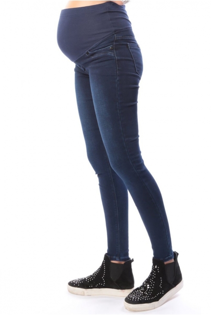 Джинсы для беременных утепленные (на флисе), темно-синие