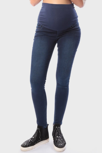 Джинсы для беременных утепленные (на флисе), темно-синие