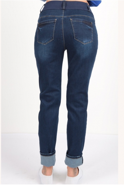 Джинсы для беременных и родивших укороченные, синие
