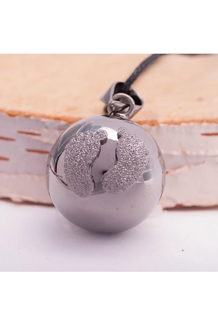 Кулон для беременных колокольчик бола, черный родий с "бриллиантовыми" ножками