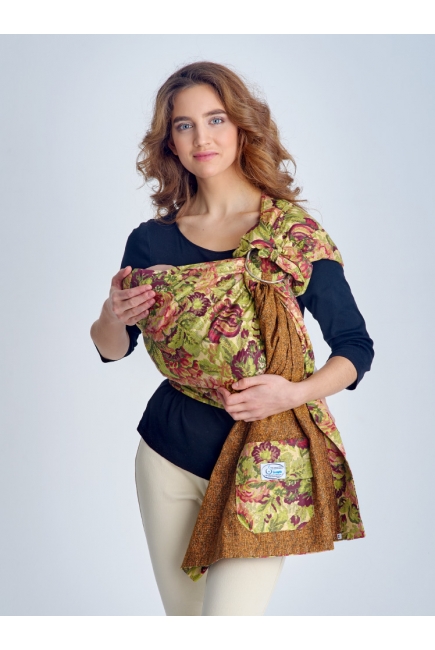 Слинг с кольцами Баюшка двуслойный, Цветы