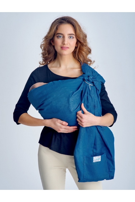 Переноска для детей - Слинг с кольцами Баюшка двуслойный, Джинс синий