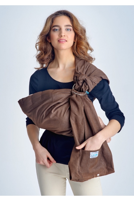 Переноска для детей - Слинг с кольцами Баюшка двуслойный, Джинс шоколадный