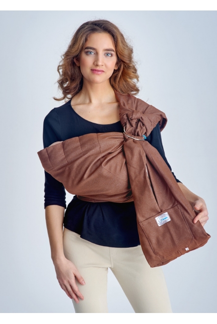 Переноска для детей - Слинг с кольцами Баюшка двуслойный, Джинс красно-коричневый