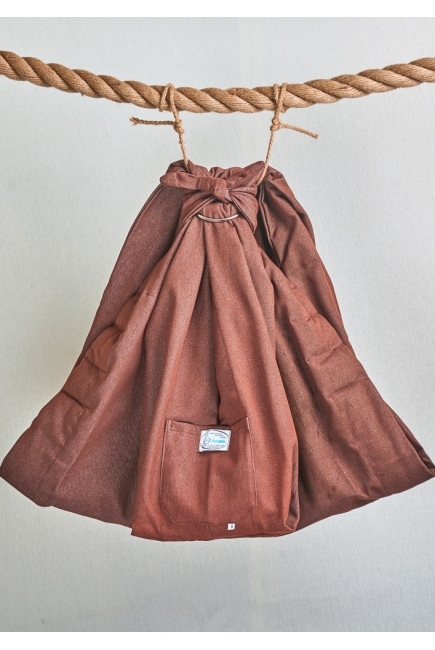 Переноска для детей - Слинг с кольцами Баюшка двуслойный, Джинс красно-коричневый