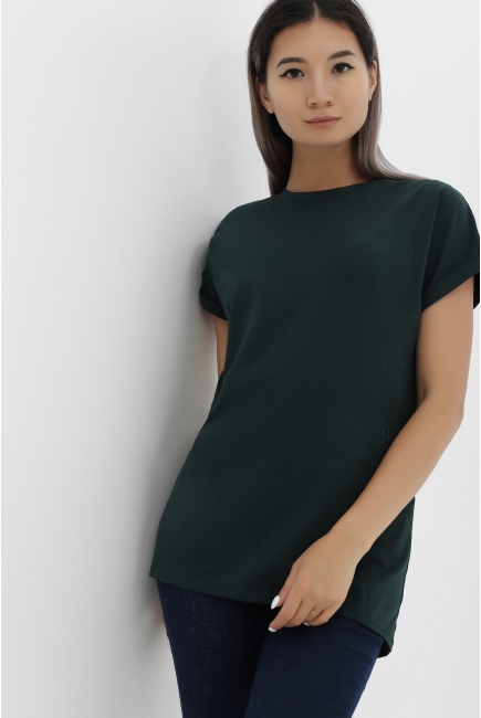 Футболка для беременных и кормящих с вертикальными молниями, цвет темно-зеленый