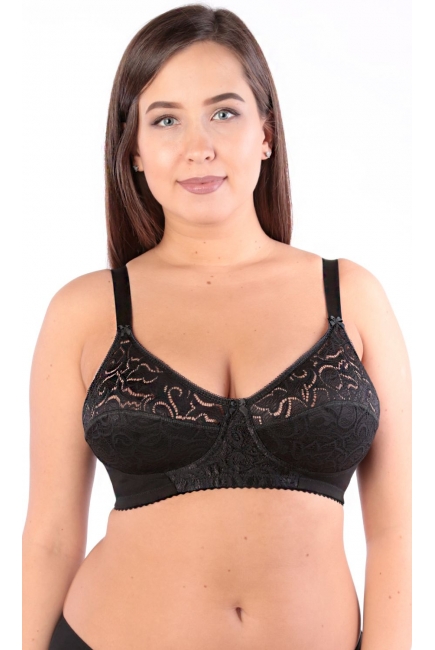 Бюстгальтер для кормления и беременных хлопковый (с кружевом), черный