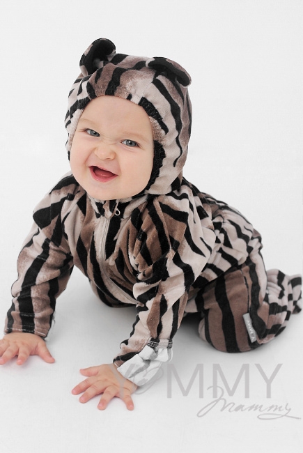 Комбинезон (поддева) флисовый "Тигрёнок", коричневый/черный