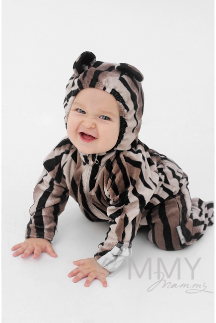 Комбинезон (поддева) флисовый "Тигрёнок", коричневый/черный