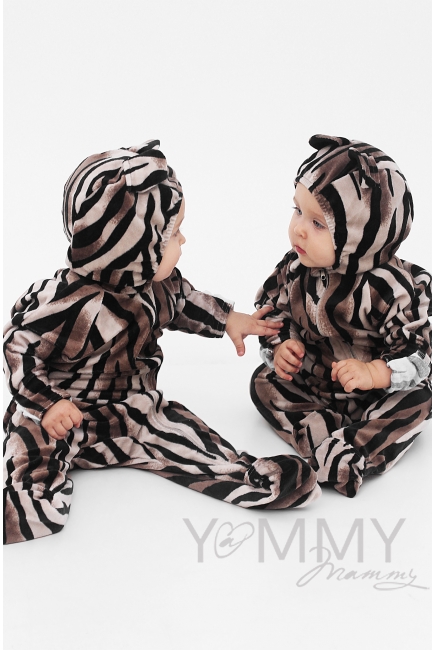 Комбинезон (поддева) флисовый "Тигрёнок", коричневый/черный