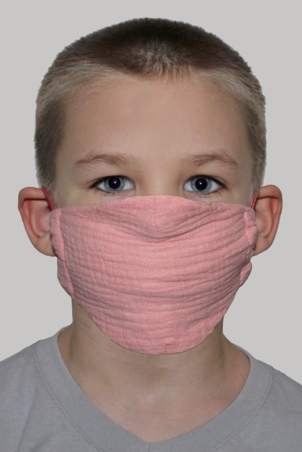 Маска медицинская многоразовая детская из муслина, коралловый
