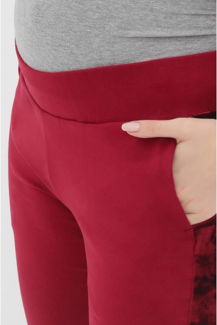 Костюм для кормящих и беременных с отделкой из велюра, цвет марсала