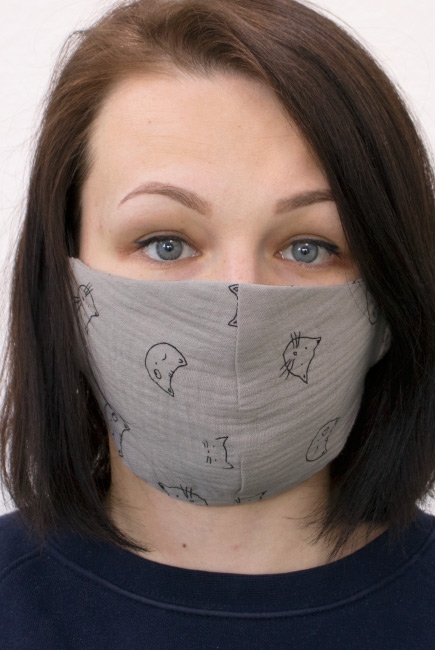 Медицинская маска против вирусов многоразовая (для взрослого), Grey Cats