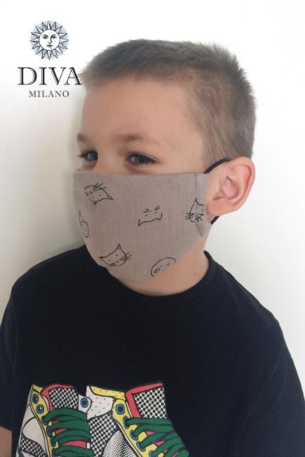 Медицинская маска многоразовая детская против вирусов, Grey Cats