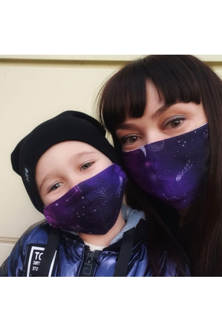 Набор медицинских масок для взрослого и ребенка, Night Galaxy