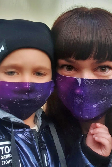 Набор медицинских масок для взрослого и ребенка, Night Galaxy