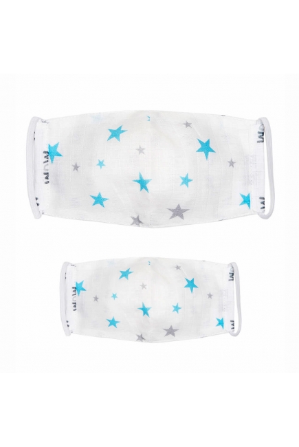 Набор медицинских многоразовых масок для взрослого и ребенка, Blue Stars