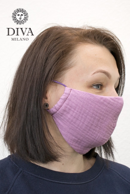 Маска медицинская многоразовая из муслина (для взрослого), сиреневый