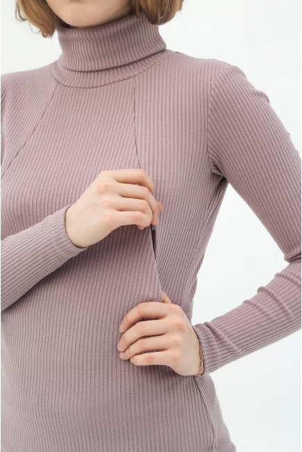 Водолазка для беременных и кормящих, темная пудра