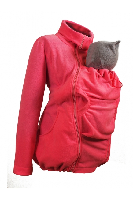 Флисовая слингокуртка и куртка для беременных, коралловый