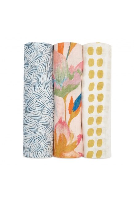 Бамбуковые пеленки для новорожденных Aden Anais большие, набор 3, Marine Gardens