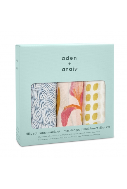 Бамбуковые пеленки для новорожденных Aden Anais большие, набор 3, Marine Gardens