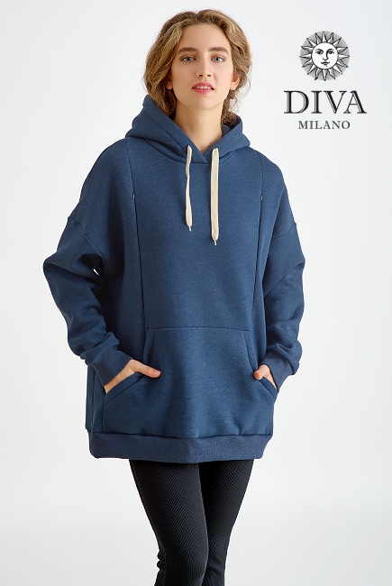 Худи (толстовка) для кормящих и беременных из футера Diva Milano, Blu