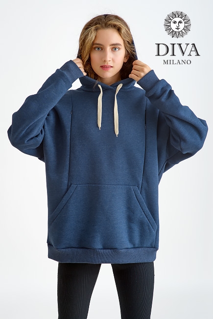 Худи (толстовка) для кормящих и беременных из футера Diva Milano, Blu