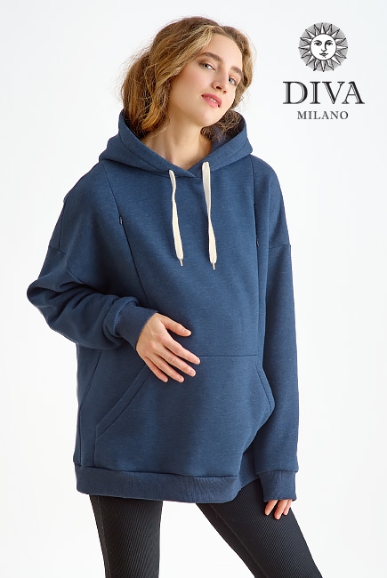 Худи (толстовка) для кормящих и беременных из футера Diva Milano, Blu