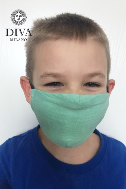 Многоразовая маска медицинская детская муслиновая, Green Mint