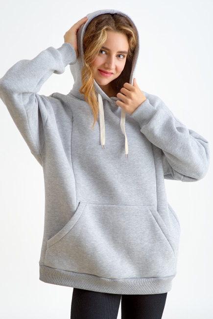 Худи (толстовка) для беременных и кормящих из футера Diva Milano, Nebbia
