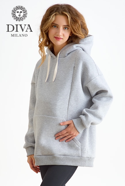 Худи (толстовка) для беременных и кормящих из футера Diva Milano, Nebbia