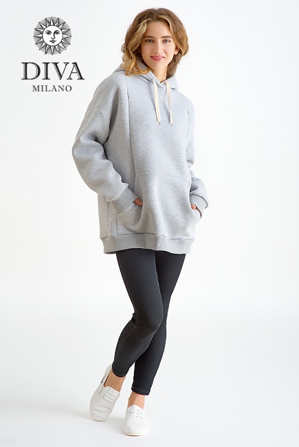 Худи (толстовка) для беременных и кормящих из футера Diva Milano, Nebbia