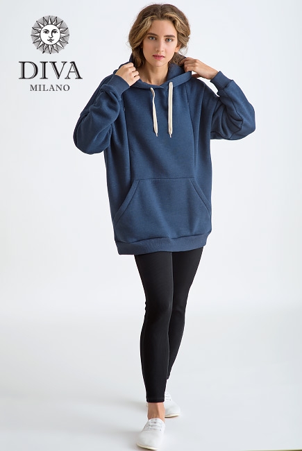 Худи (толстовка) для кормящих и беременных из футера Diva Milano, Blu