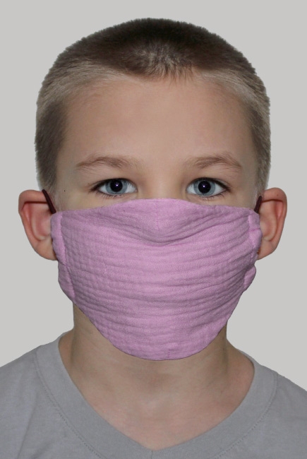Маска медицинская многоразовая детская из муслина, сиреневый