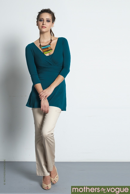 Топ для кормления Mothers en Vogue "Wrap Top", рукав 3/4, морская волна