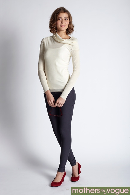 Свитер для кормящих Asymmetric Cowlneck шерстяной, магнолия