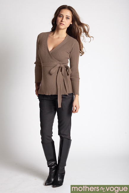 Кардиган для кормящих Beck's Ribbed-Knit, бежевый