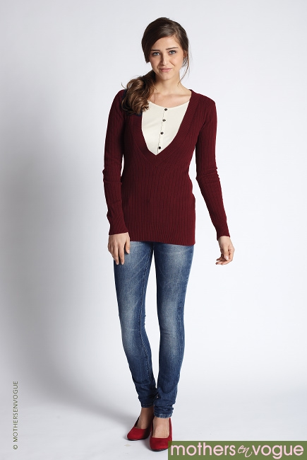 Джемпер для кормящих Bissy Ribbed, бордо
