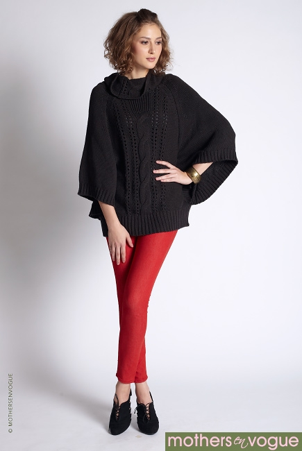 Свитер для кормящих Cable-Knit Poncho, темно-серый