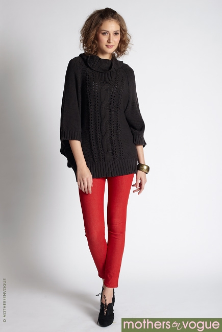 Свитер для кормящих Cable-Knit Poncho, темно-серый