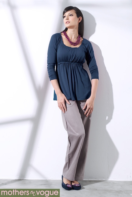 Топ для кормления Mothers en Vogue "Olena Babydoll", цвет серо-синий