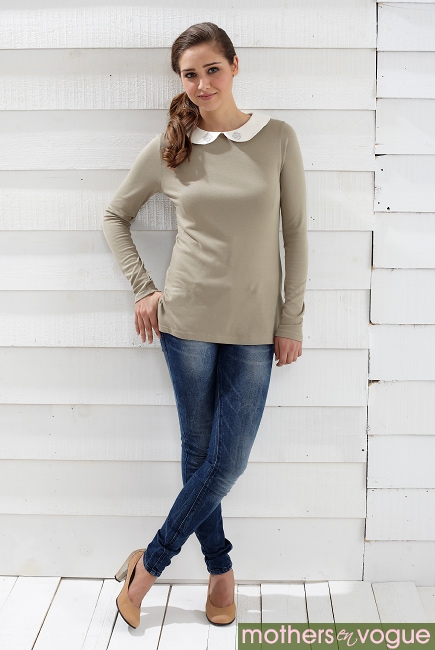 Топ для кормления Mothers en Vogue Peter Pan, серо-бежевый