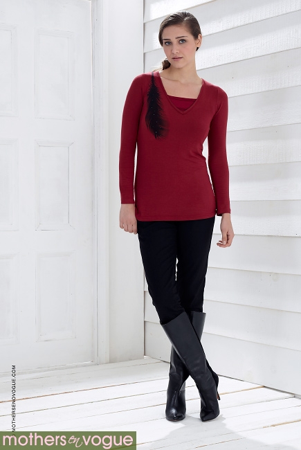 Топ для кормления Mothers en Vogue Plume & Feather, малиновый