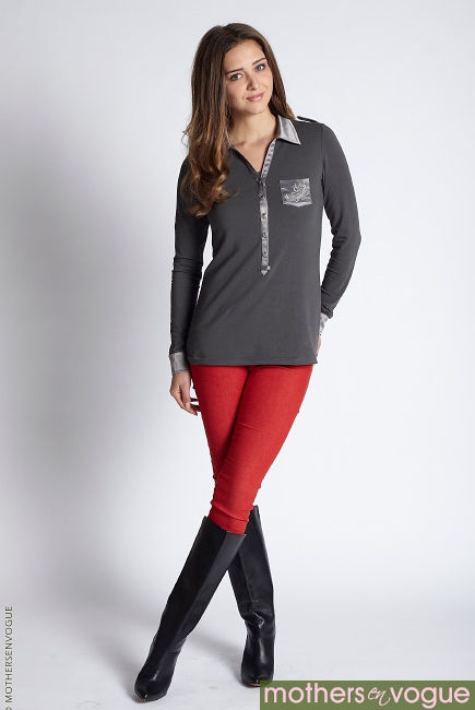 Топ для кормления Mothers en Vogue Soft-Mock Shirt, графит