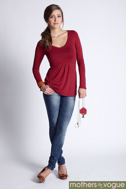 Топ для кормления Mothers en Vogue Must Have V-Neck, малиновый